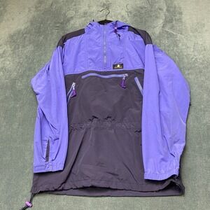 VTG Sierra Designs Anorak Jacket Mens Medium Purple Hooded 1/4 Zip Windbreaker